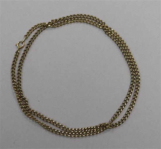 A 9ct gold small curb link chain, 62cm.